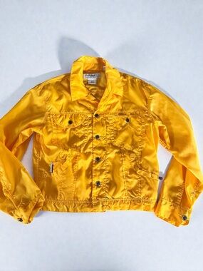 Parasuco Yellow Nylon Jacket Y2K Trucker Style Women Small
